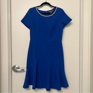 Karl Lagerfeld Women’s Blue Dress Pearl Collar Fit Flare Mini Dress SZ 10 NEW